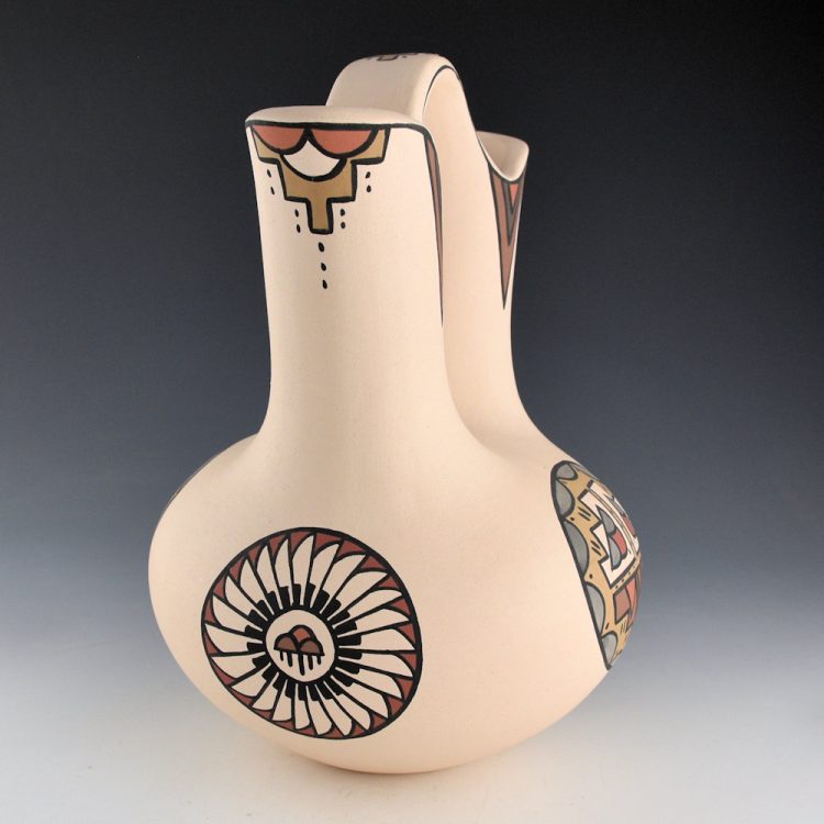 Vigil, Minnie - 10" Tall Polychrome Wedding Vase with Feather and Raincloud Designs (1980s) - Image 2