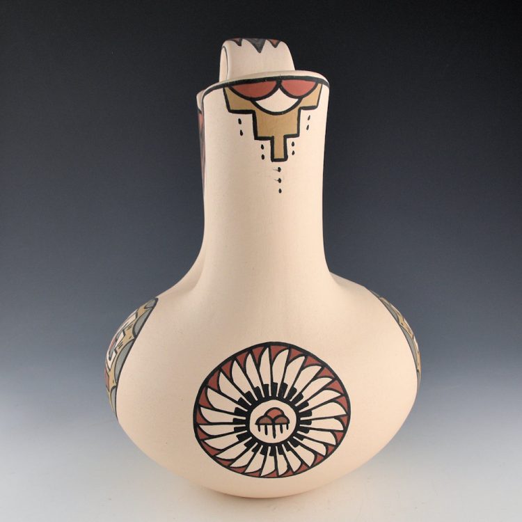 Vigil, Minnie - 10" Tall Polychrome Wedding Vase with Feather and Raincloud Designs (1980s) - Image 6