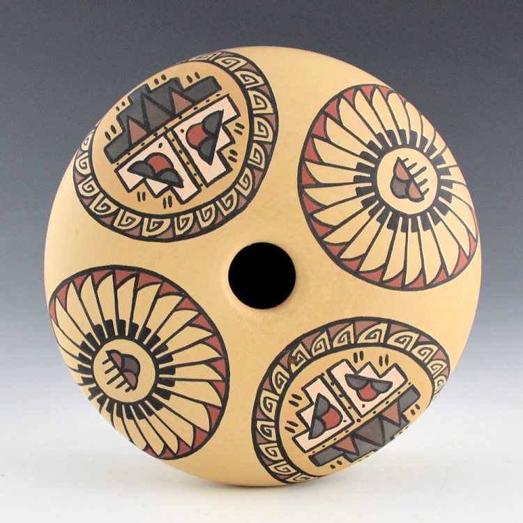 Vigil, Minnie - Polychrome Bowl with Feather and Cloud Medallions (1980's) - Image 2