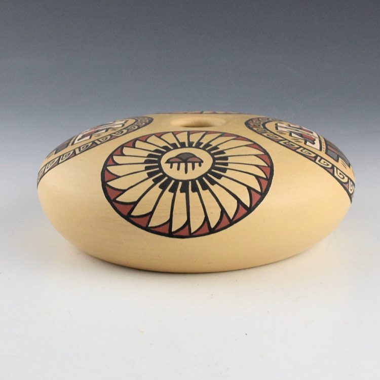 Vigil, Minnie - Polychrome Bowl with Feather and Cloud Medallions (1980's) - Image 3