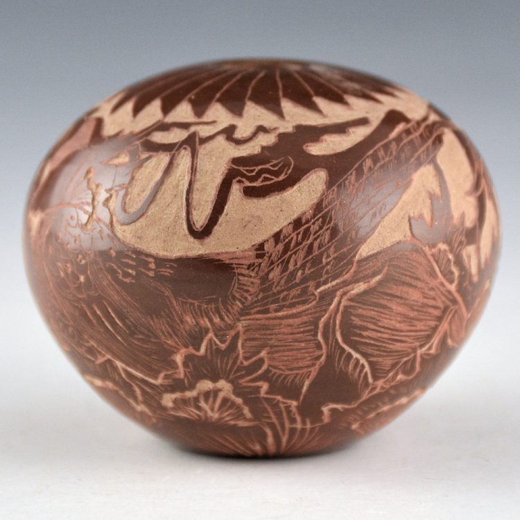 Naranjo, Paul  - Seedpot with Avanyu and Feather Design (1980s)