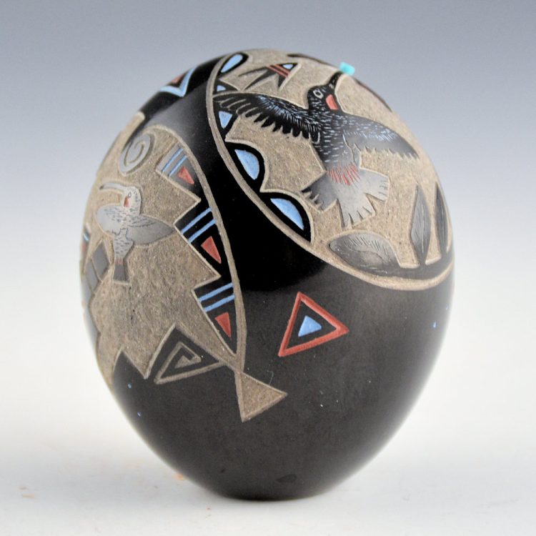 Tafoya, Ray  - Tall Multi-Color Seedpot with Hummingbirds and Turquoise (1984) - Image 4