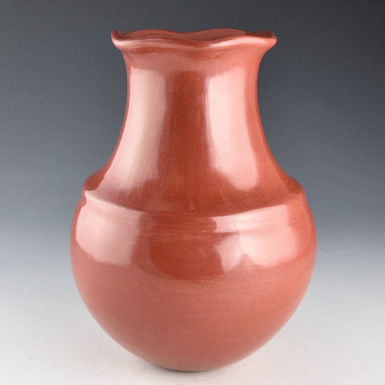 Garcia, Tina - Red Water Jar with Rainbow Ridge and Raindrop Rim (1980s)