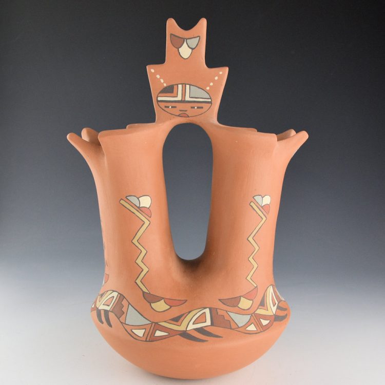 Gutierrez, Virginia - 11" Tall Nambe Polychrome Wedding Vase with Avanyu, Sun, and Corn Designs (1990s) - Image 3