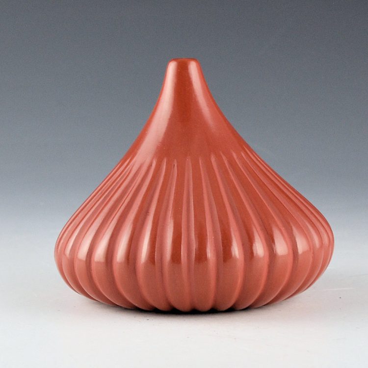 Baca David - Red Long Neck Melon Jar with 32 Ribs (1990s)