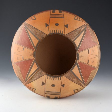 Alternative view of Quotskuyva, Dextra - 9" Wide Bowl Bowl with Katsina Face and Moths (1980s)