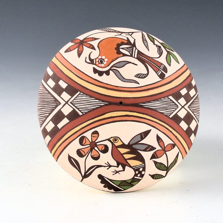 Lewis-Garcia, Diane - Polychrome Seedpot with Hummingbird and Parrot