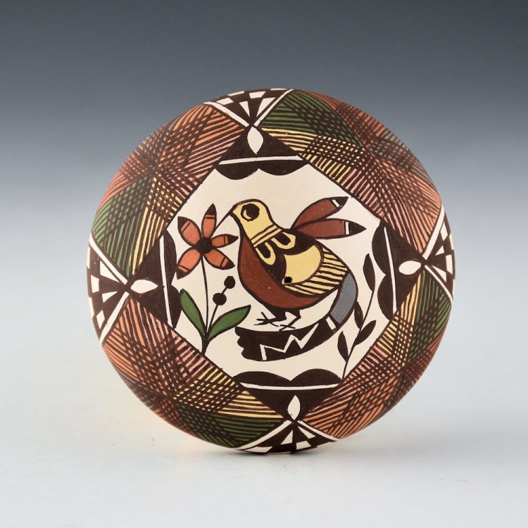 Lewis-Garcia, Diane - Polychrome Seedpot with Hummingbird and Flowers