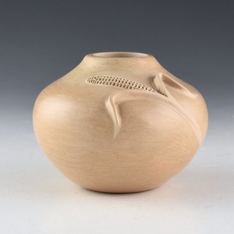 Nampeyo, Iris - Tan Jar with Corn in Relief (1980s)