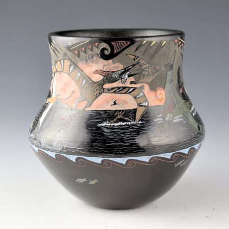 Tafoya, Jennifer - "Ancient Sunset" Water Jar with Pteradactyl Scene