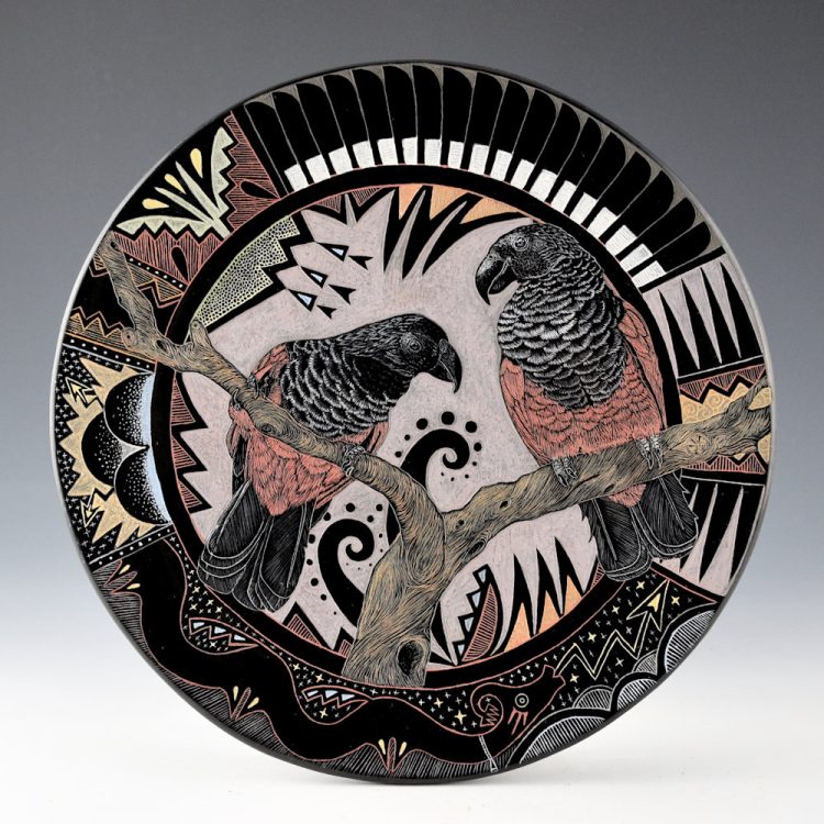 Tafoya, Jennifer - 8" Diameter "Dracula Parrots" Plate