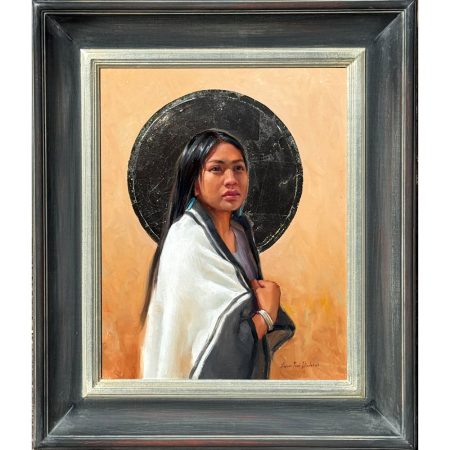 Alternative view of Winder, Kwani Povi - "She Feels the Earth" Oil, Silver and Metal Leaf on Linen (16" x 20")