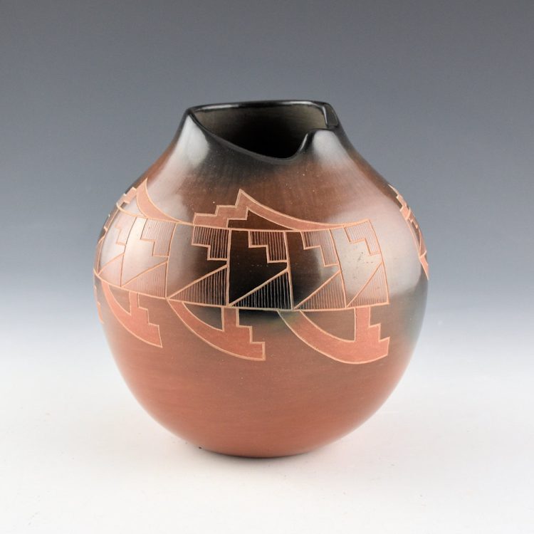 Folwell, Polly Rose - Jar with Kiva Step Rim and Feather Design