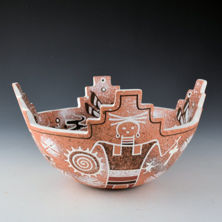 Nahohai, Randy - Kiva Bowl with Dragonflies Petroglyph Figures (2011)