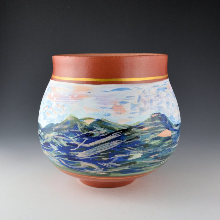 Romero, Santiago - 7" Tall "Blue Lake Mountain" Water Jar