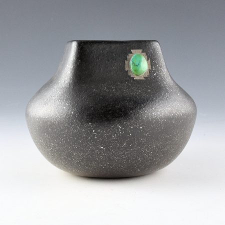 Harvier, Andrew & Judy (Nana Kaa) - Square Neck Micaceous Jar with Turquoise (1994)
