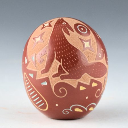Tafoya, Emily - Red Seedpot with Howling Coyotes