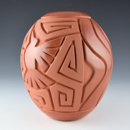 Begay, Jr., Harrison - Red Jar with Hummingbird and Waterfall (2025)
