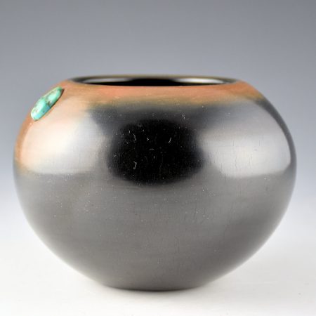 Alternative view of Tafoya, Juan - Black and Sienna Bowl with Turquoise (1981)