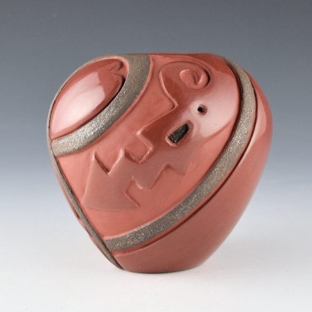 Tafoya-Sanchez, Linda - Red and Black Bowl with Swirling Avanyu