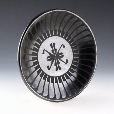 Alternative view of Martinez, Maria   - Gunmetal Plate with Feathers and Bird Tail Design "Maria Popovi 1264" (1964)