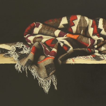 Alternative view of Calengor, Mary - "Teec Nos Pos Weaving" Oil on Linen (26" x 48")