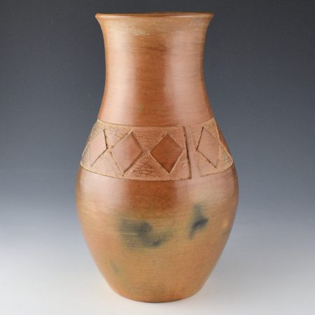 Alternative view of Manymules, Samuel  - 10" Tall Long Neck Jar with Carved Diamond Shapes