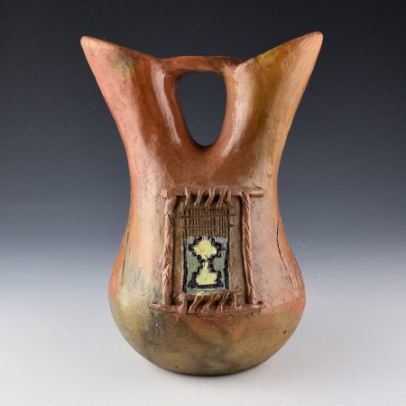 Alternative view of Claw, Silas and Bertha - Wedding Vase with Weavings and Hogan (1990s)
