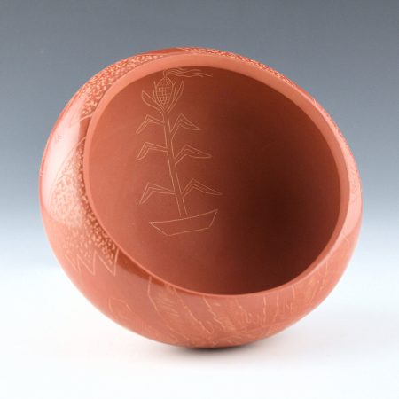 Alternative view of Speckled Rock, Adam & Mia - Bowl with Etched Five Frogs, Sun, Raincloud, Corn and Small Bowl (2 pieces)