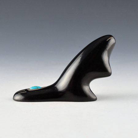 Harvier, Andrew & Judy (Nana Kaa) - Clay Black Polished Beaver with Bear Track and Turquoise (1996)