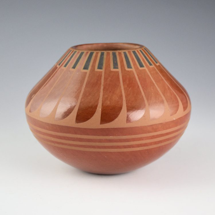 Blue Corn - Jar with 24 Red and Gray Feathers (1970's)