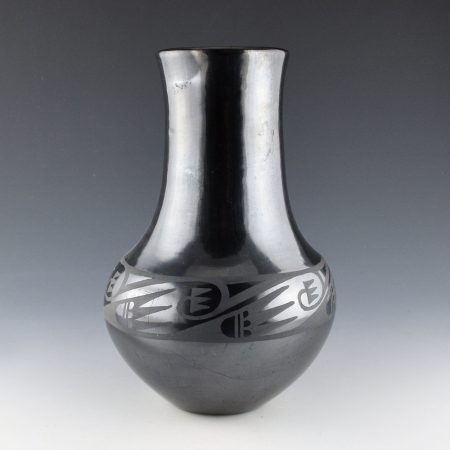 Alternative view of Sanchez, Desideria - 9" Tall Long Neck Jar with Bird Wing Designs (1920's)