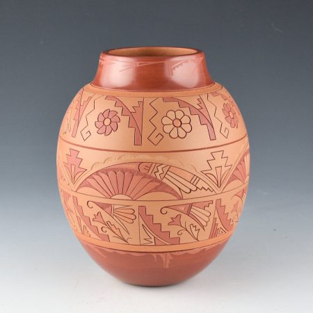 Curran, Dolores - "Blossoms of the Heart" Storage Jar with Hummingbirds and Flowers