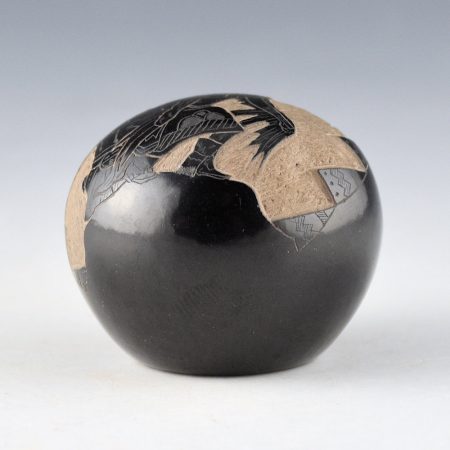 Alternative view of Garcia, Gloria "Golden Rod" - Black Seedpot with Two Eagle Dancers