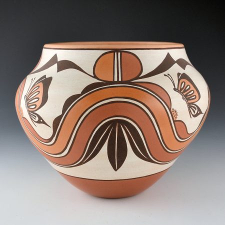 Paquin, Gladys - Four Color Water Jar with Butterflies and Rainbows (1994)