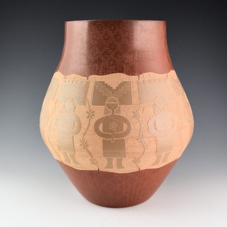 Naranjo, Jody - 11" Tall Jar with 11 Pueblo Women Holding Flowers (1999)
