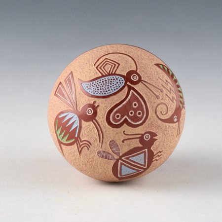 Alternative view of Lonewolf, Joseph - "Four Mimbres Insects" Tall Seedpot (1983)