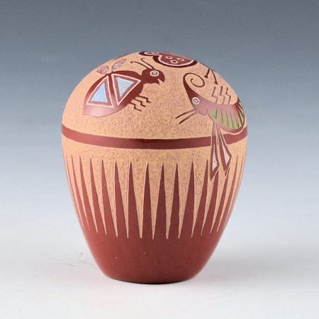 Lonewolf, Joseph - "Four Mimbres Insects" Tall Seedpot (1983)