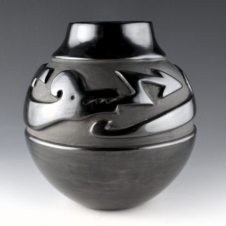 Youngblood, Mela - 8" Tall Jar with Carved Avanyu (1978)