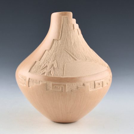 Alternative view of Youvella, Nolan - Jar with Kiva Step Rim and Kiva and Corn Plant Designs (1998)