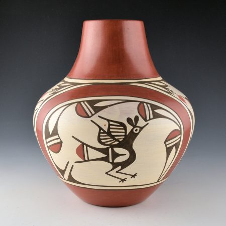 Panana, Ruby  - Long Neck Jar with Birds and Rainbows