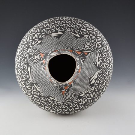 Alternative view of Rustin, Shawna Garcia & Patrick - Large Jar with Plant and Rain Designs, and Sculpted Rim (1990s)