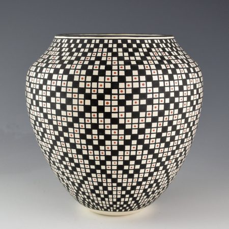 Alternative view of Chino, Alicia Kelsey - "Weaving Memories" Tall Checkerboard Design Jar