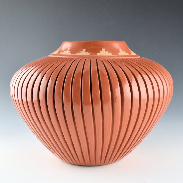 Yepa, Alvina - 9" Wide Melon Jar with 67 Carved Ribs