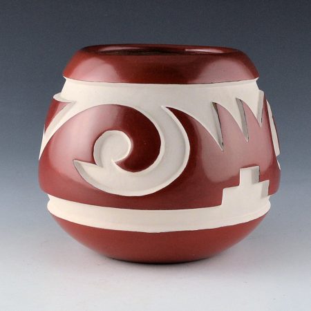 Harvier, Andrew & Judy (Nana Kaa) -Red Bowl with Carved Clouds and Mesas (1996)