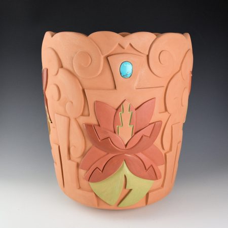 Borts-Medlock, Autumn - 13" Tall Polychrome "Whispers in the Clouds" Jar (2025)