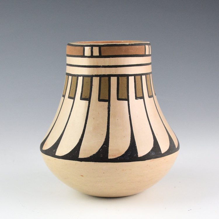 Blue Corn - Polychrome Water Jar with 16 Feathers (1970s)