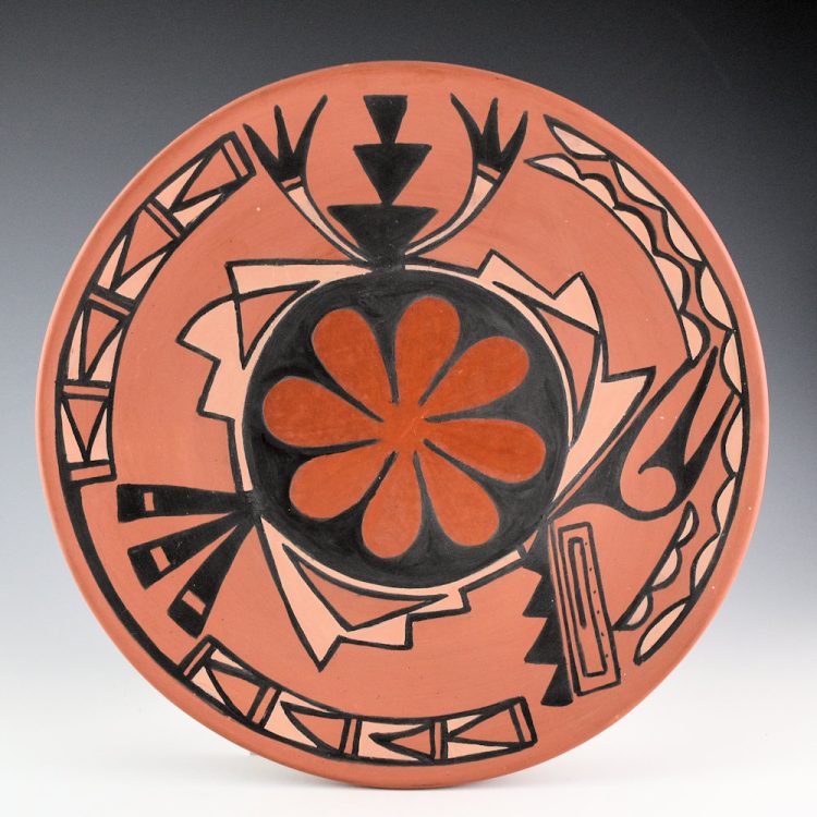 Dunlap, Carmelita - 11" Wide Polychrome Plate with Flower Designs (1970s)