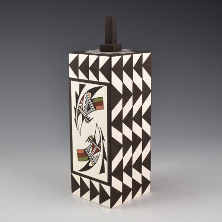 Natseway, Charmae - Four-Sided Lidded Square Jar with Birds