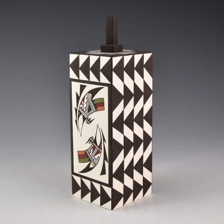 Natseway, Charmae - Four-Sided Lidded Square Jar with Birds